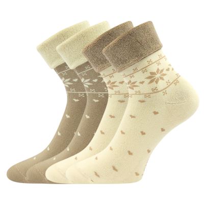FROTANA women's terry socks with Norwegian pattern ANGORA (beige/natural) (2 pairs)