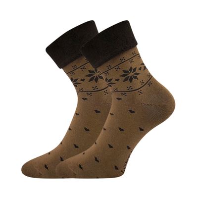 FROTANA women's terry socks with Norwegian pattern CAFFEE BROWN (chocolate/brown) (2 pairs)