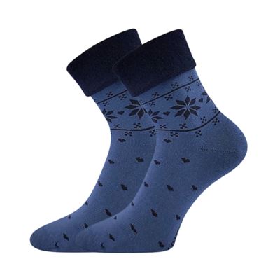 FROTANA women's terry socks with Norwegian pattern MOON BLUE (dark blue/blue) (2 pairs)