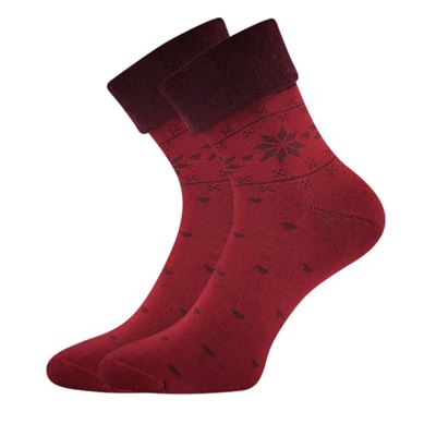 FROTANA women's terry socks with Norwegian pattern RED WINE (burgundy/dark red) (2 pairs)