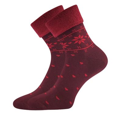 FROTANA women's terry socks with Norwegian pattern RED WINE (burgundy/dark red) (2 pairs)