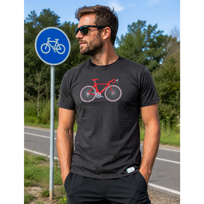 FUZZY men's bamboo T-shirt with BIKE image, grey