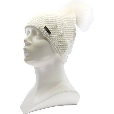 Women's knitted hat GALLOPERA with pompom WHITE