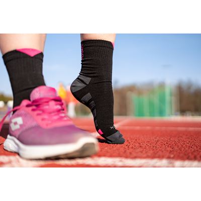 Thin GASTL socks with silver BLACK WITH NEON PINK