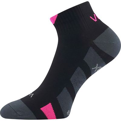Low-cut thin socks GASTM with silver BLACK WITH NEON PINK