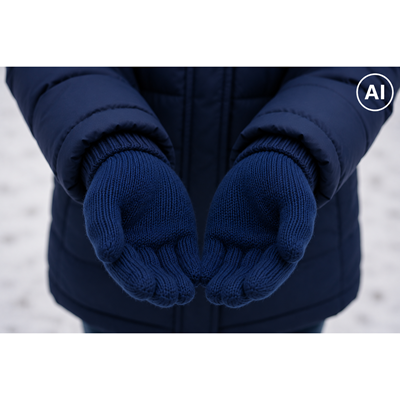 GLORY children's knitted winter gloves, DARK BLUE
