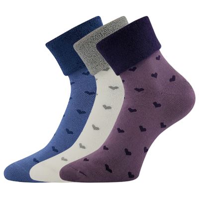 HERMÍNA women's terry socks with hearts MIX (3 pairs)