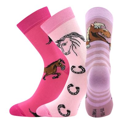 HORSIK thin girls' socks with HORSES (3 pairs)