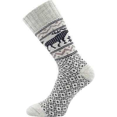 Men's thick HUGO socks with Norwegian motifs and reindeer images, grey