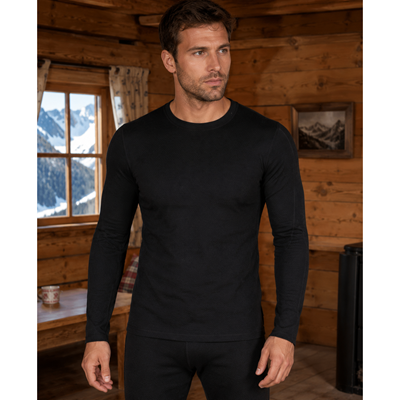 INSPIRED 01 men's functional double-layer T-shirt with long sleeves, BLACK