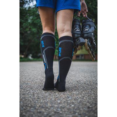IN-LINE black and blue sports knee socks