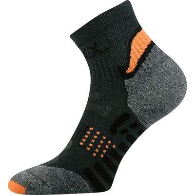 INTEGRA anatomically shaped sports socks with silver ions, DARK GREY WITH NEON ORANGE