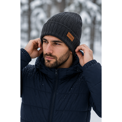 Men's knitted hat JIMMY thin ANTHRACITE