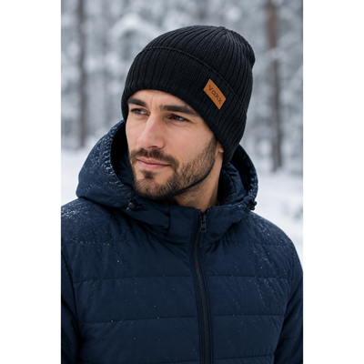 Men's knitted cap JIMMY thin BLACK