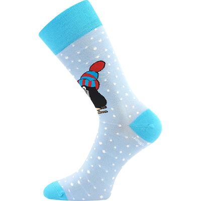 KR 211 dress socks with Christmas Mole design LIGHT BLUE