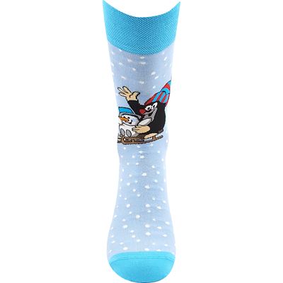KR 211 dress socks with Christmas Mole design LIGHT BLUE