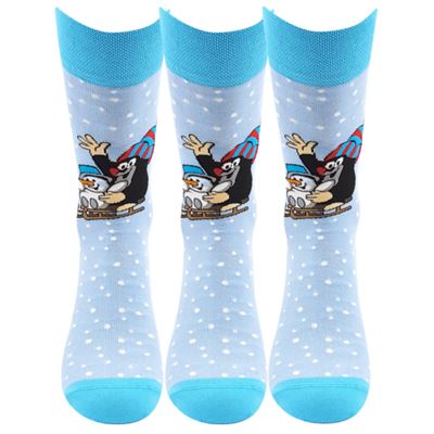 KR 211 dress socks with Christmas Mole design LIGHT BLUE