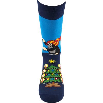 KR 211 formal socks with Christmas Mole design, DARK BLUE