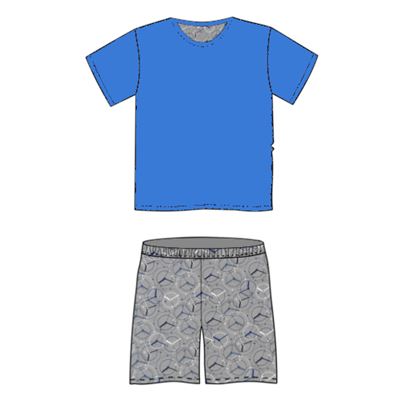 Men's short-sleeved pyjamas KÁJA pattern HODINY blue