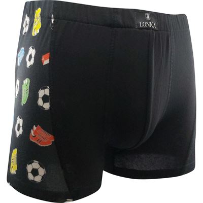 Men's cotton boxer shorts KAMIL IMAGE black FOOTBALL