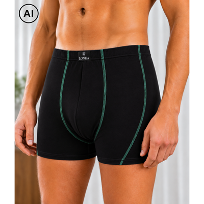 Men's cotton boxer shorts KAMIL black and green