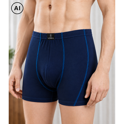 Men's cotton boxer shorts KAMIL dark blue