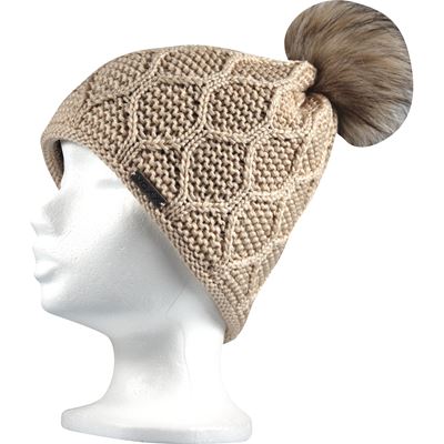 KANGOO women's knitted hat with pompom BEIGE