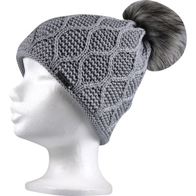 KANGOO women's knitted hat with pompom LIGHT GREY