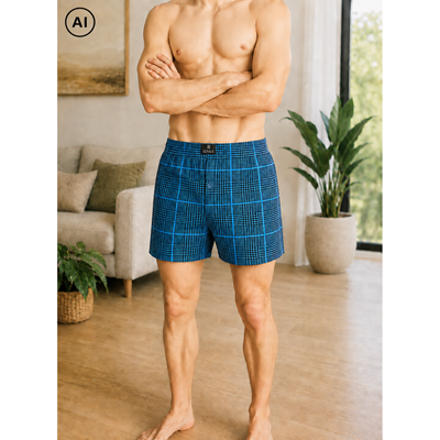 KAREL men's boxer shorts made of 100% cotton, CHECK pattern A1