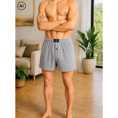 KAREL men's boxer shorts made of 100% cotton, CHECK pattern B3