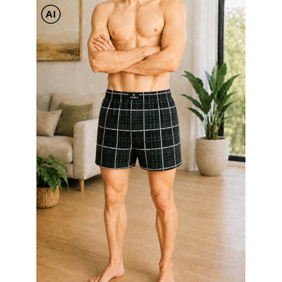 KAREL men's boxer shorts made of 100% cotton, CHECK pattern C1
