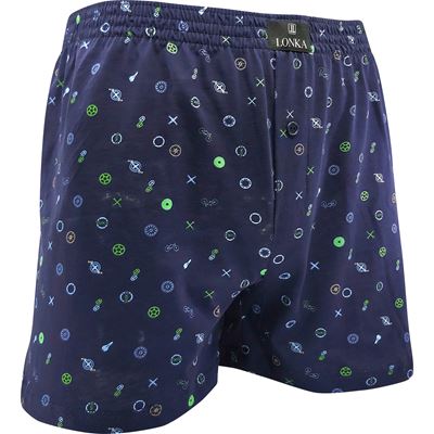 KARLOS men's shorts made of 100% cotton, BIKE pattern, dark blue