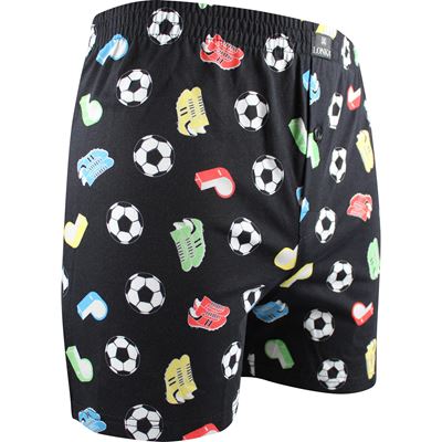 Men's KARLOS 100% cotton boxer shorts, FOOTBALL pattern, black