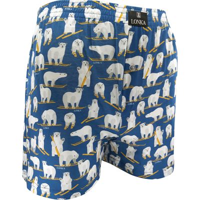 KARLOS men's boxer shorts made of 100% cotton, BEARS on skis pattern