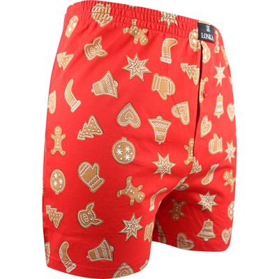 KARLOS men's boxer shorts made of 100% cotton, PERNÍČKY pattern, red