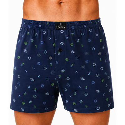 KARLOS men's shorts made of 100% cotton, BIKE pattern, dark blue