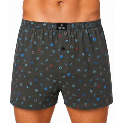 KARLOS men's shorts made of 100% cotton, BIKE pattern, dark grey