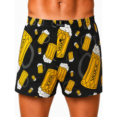 KARLOS men's boxer shorts made of 100% cotton, BEER pattern, large, BLACK