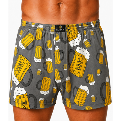 KARLOS men's boxer shorts made of 100% cotton, BEER pattern, large GREY
