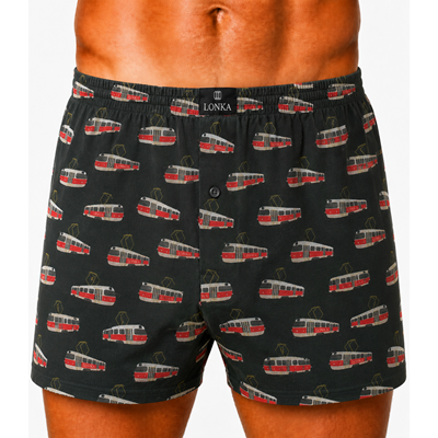 Men's KARLOS boxer shorts, 100% cotton, TRAMVAJE pattern