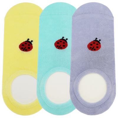 Women's bamboo socks extra low KASKA with the image of LADYBUG (3 pairs)