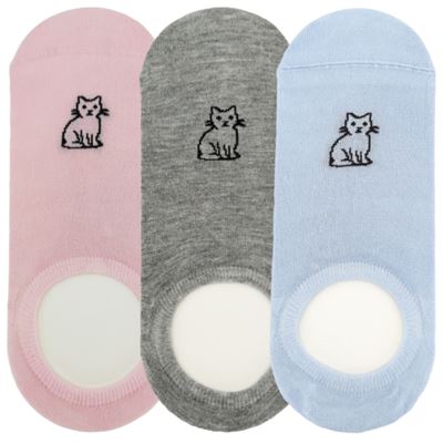 Women's bamboo socks extra low KASKA with the image of CAT (3 pairs)