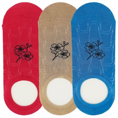 Women's bamboo socks extra low KASKA with the image of FLOWER (3 pairs)
