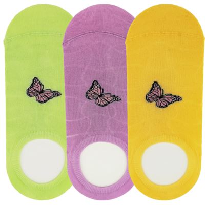 Women's bamboo socks extra low KASKA with the image of BUTTERFLY (3 pairs)