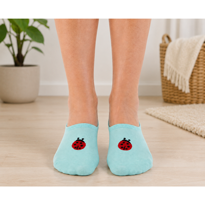 Women's bamboo socks extra low KASKA with the image of LADYBUG (3 pairs) Lonka 127381 2