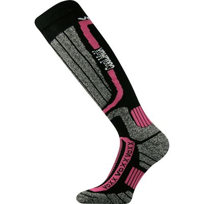KERAX functional thermal knee socks, black with magenta