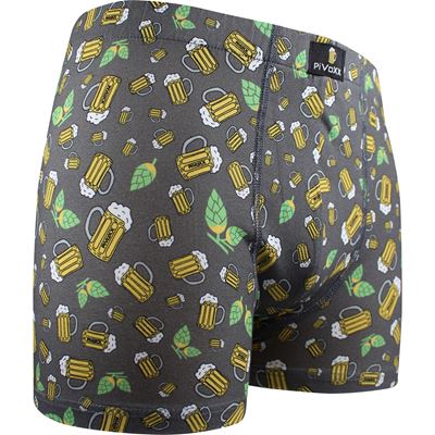 Men's boxer shorts with picture KEVIN cotton BEER small GREY