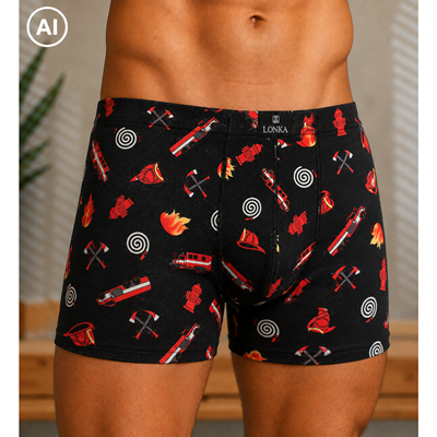 Men's boxer shorts with pictures KEVIN cotton FIREFIGHTERS