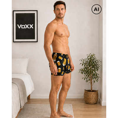 Men's boxer shorts with picture KEVIN cotton BEER large BLACK
