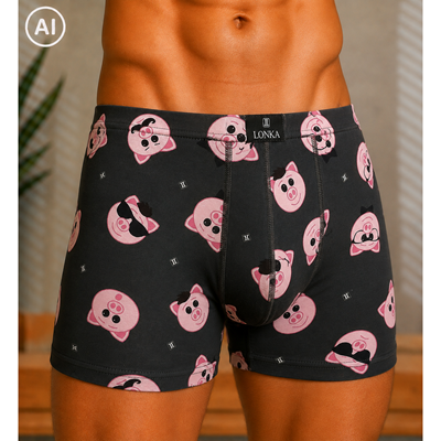 Men's boxer shorts with pictures KEVIN cotton with PIGS